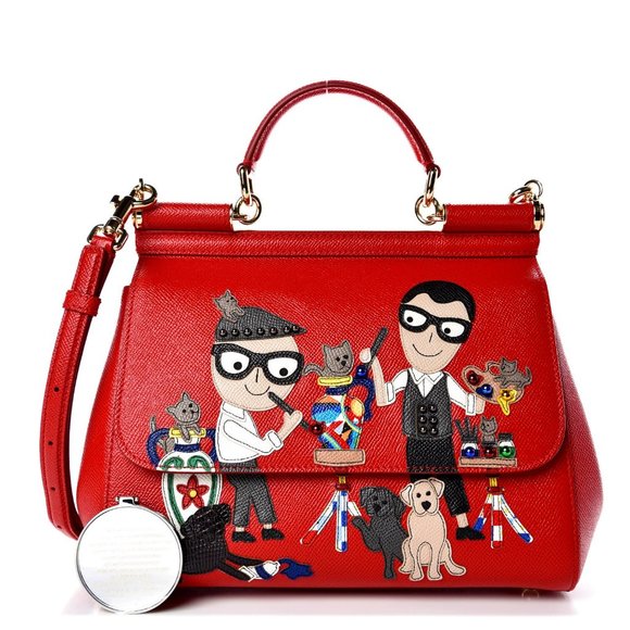 NWT Dolce and Gabbana Family red handmade Italian leather satchel handbag - Picture 15 of 17